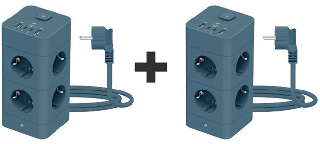 (2개)에코너 타워 멀티탭 1+1, 12구+12구 / 얼루어블루, 1세트