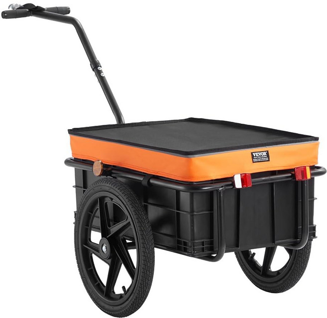 VEVOR 자전거 화물 트레일러 88/100/160파운드 적재 용량 튼튼한 마차 카트 범용 히치가 있는 접이식 컴팩트 스토리지, 88 Lbs, 1개