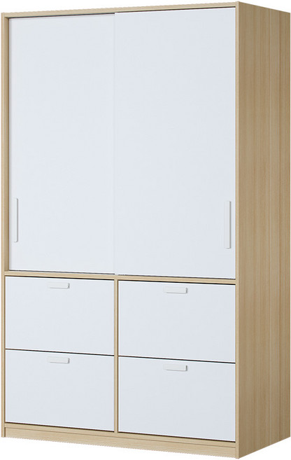 [한샘] 아임빅 슬라이딩 옷장 120cm 서랍형 6종, A형:메이플몸통+화이트도어(A)