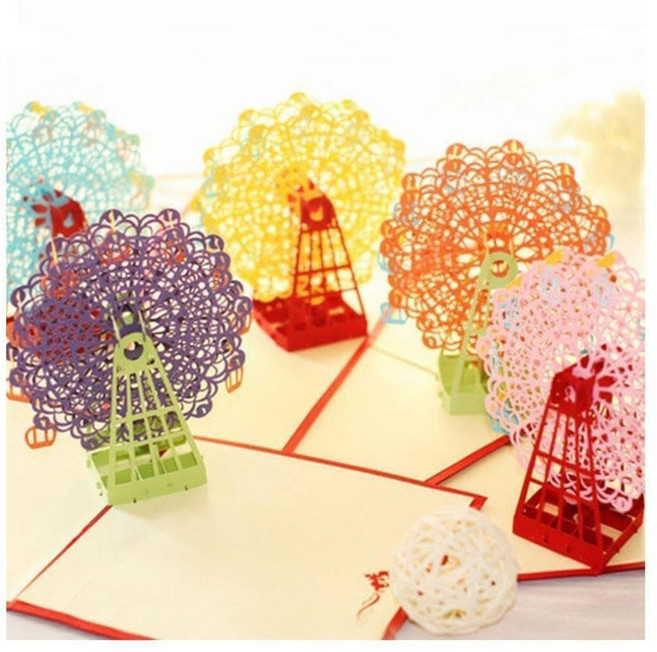 신기한 입체종이 대관람차 팝업카드 새해인사용 초등학교미술놀이 만들기 페이퍼아트, 1세트, 색상랜덤
