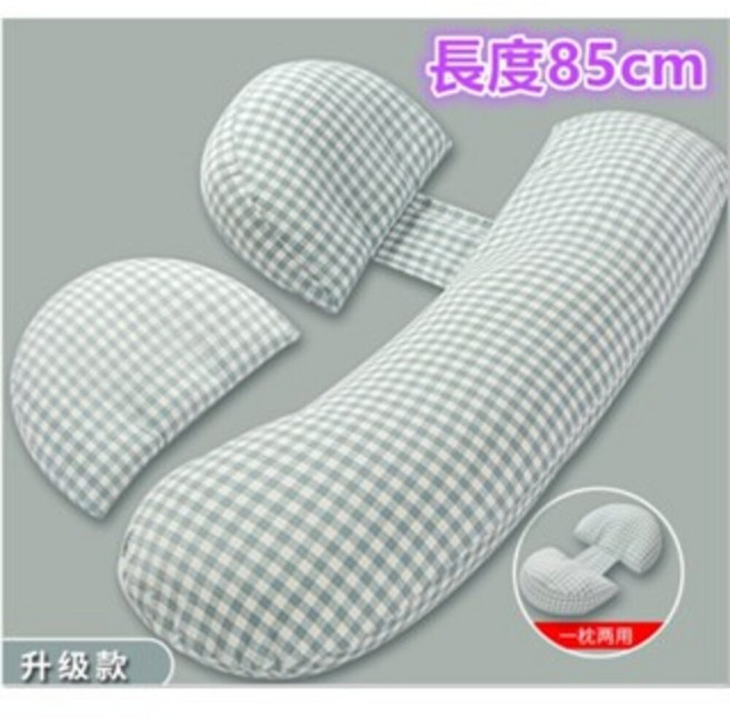 MoMo媽咪 孕婦枕 月亮枕 托腹枕 護腰枕 長度85cm, 孕婦枕-藍色格子