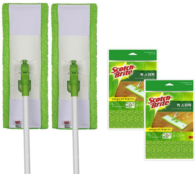 3M 퀵스위퍼+리필패드 밀대 막대걸레, 2세트