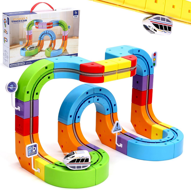 SUNNI 써니 어린이 전동 마그네틱 자석 레일 기차 블럭 세트 큐브 트랙 완구, 1개