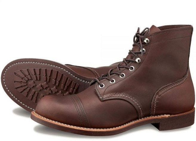 레드 Wing 남성용 아이언 레인저 15.2cm(6인치) 부츠 앰버 하네스 7.5