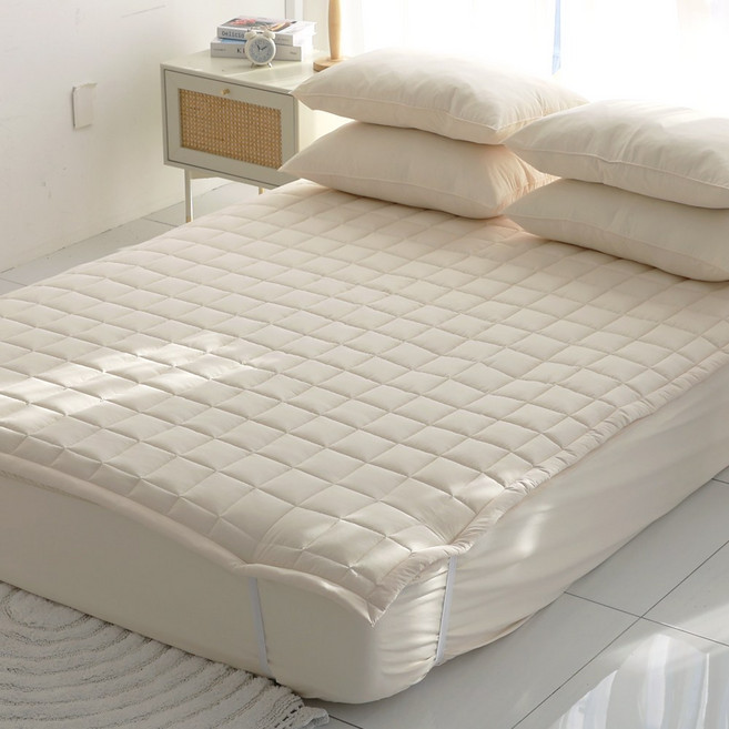 바숨 알러지케어 고정밴드 패밀리 침대 매트리스 이불 패드 슈퍼싱글 퀸 킹 라지킹 슈퍼킹, 버터