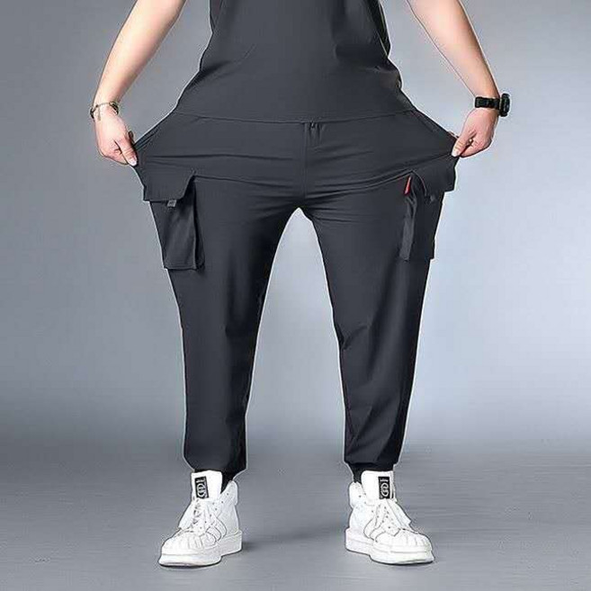 L-8XL 스판 카고 트레이닝팬츠 카고바지 조거팬츠 빅사이즈 남성 봄 여름 가을 간절기 긴바지 작업복 오토바이 아이스 쿨링 HTP59, 블랙