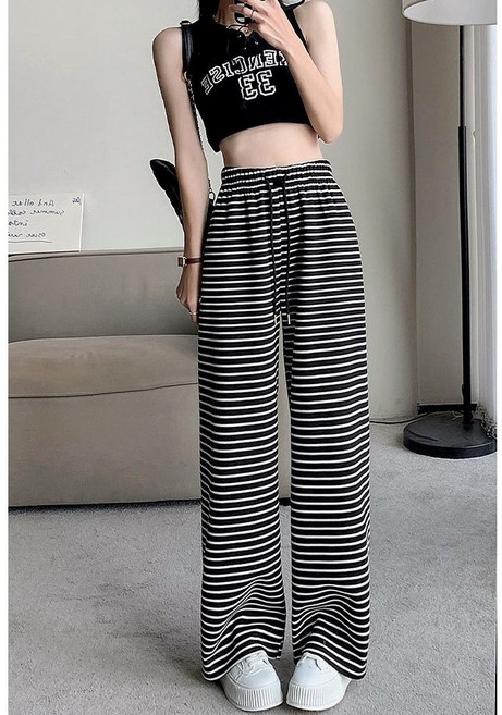 StephenieX 條紋寬褲