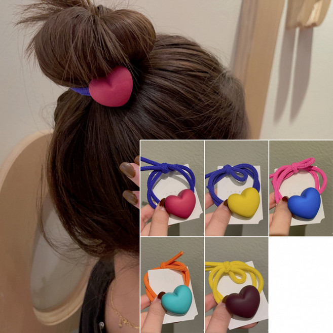 ZMBIRD 컬러 하트 머리 고무줄 고탄력 5종세트 N5816