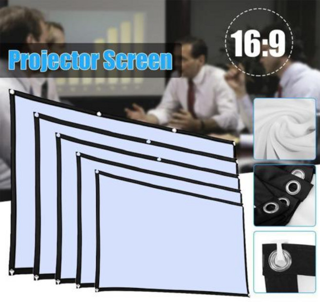 롤러블스크린 간단한 프로젝터 스크린 휴대용 프로젝션 커튼 천 홈 시네마 사무실 야외 영화 60 인치 72 84 100 120/150 인치 HD 디스플레이, 6) 150 인치