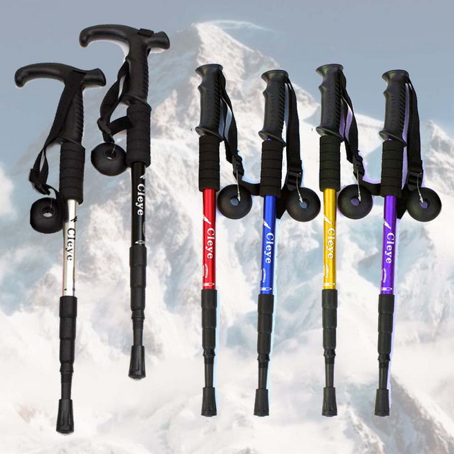 등산 스틱 산악 초보자 입문 접이식 4단 경량 지팡이 CLEYE 듀랄루민 휴대용, 1개, 블랙