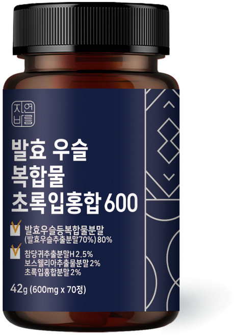 자연바름 우슬 복합물 쇠무릎 우슬정 우슬환 뉴질랜드 초록입홍합 두충 보스웰리아 콘드로이친, 70정, 1개