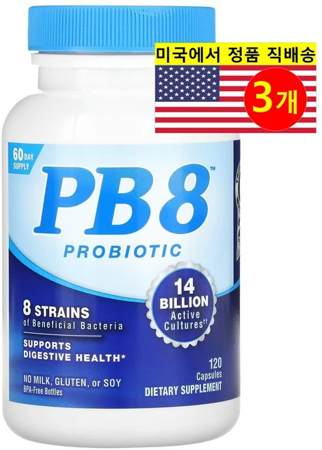 Nutrition Now 뉴트리션 나우 PB 8 프로바이오틱 Probiotic 140억 CFU, 3개, 120정 - 쿠팡