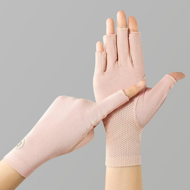 안이븐 자외선차단 손가락 반장갑, 1개, 라이트핑크