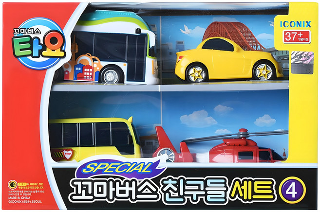 타요 꼬마버스 친구들 작동완구 세트4, 혼합 색상, 1개