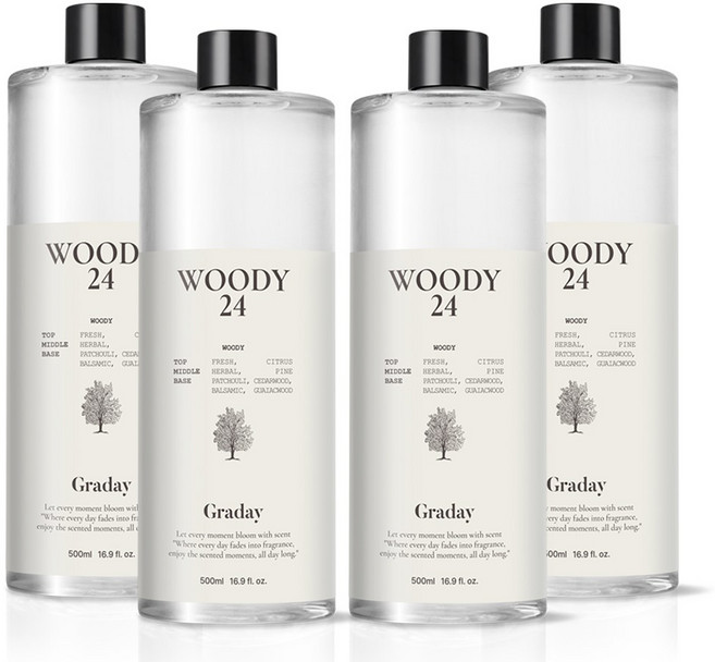 그라데이 디퓨저 리필액, 4개, 500ml, 우디 24