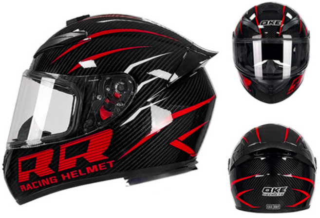 QIKE 바이크 풀페이스 오토바이 헬멧, BC37카본블랙