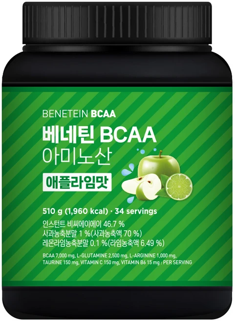 베네틴 BCAA 7000 필수 아미노산 보충제 애플라임맛, 1개, 510g - 쿠팡