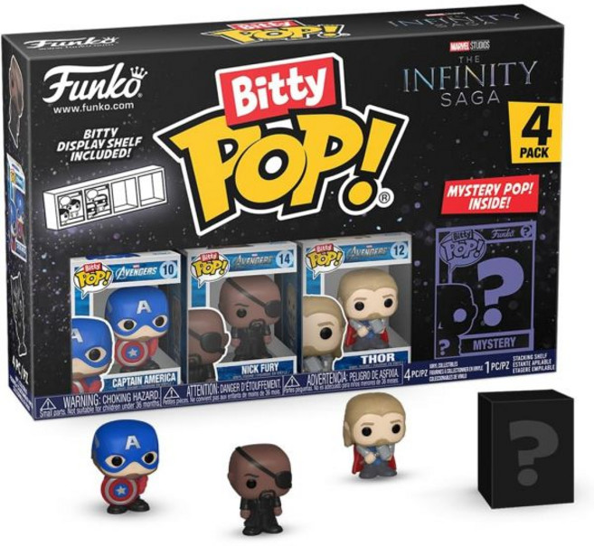 펀코 Funko 비티 팝 마블 캡틴 아메리칸과 서프라이즈 미스터리 미니 피규어 0.9인치 2.2cm 코믹스 수집품 스태커블 디스플레이 선반 포함 선물 아이디어 케이크 토퍼, 펀코팝 피규어 굿즈 선물 Pop 펀코 비티 팝 마블 캡, 1개