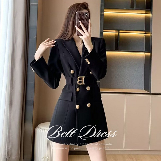 [순이야] C.여성 티아라 더블 자켓 B벨트 원피스