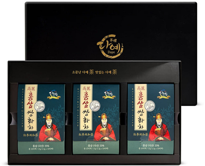 [본사직영] 다예 국산 홍삼 쌍화차 한방차 티백 선물세트 + 쇼핑백, 1세트, 3종