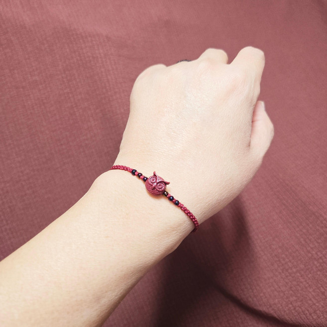 경면주사 부엉이 매듭팔찌/부와 재물 삼재극복