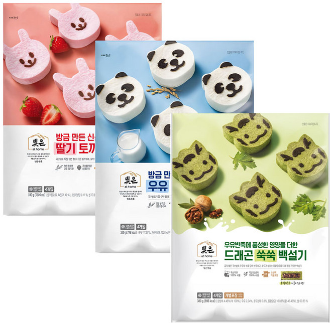 빚은 드래곤쑥쑥설기 외 동물설기떡 1봉 택(드래곤쑥딸기토끼우유팬더), 빚은 딸기토끼설기 1봉, 1개