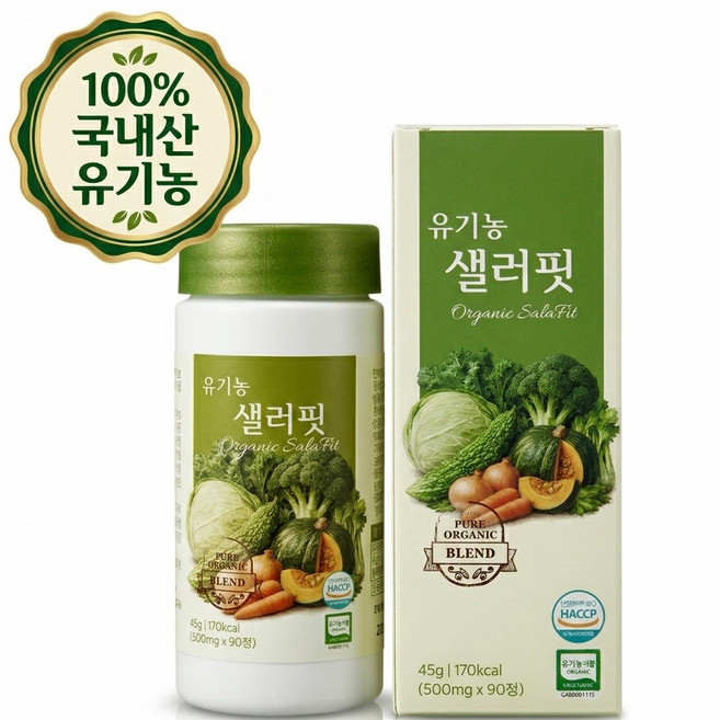샐러핏 샐러드정 100%국내산 유기농 식이섬유 채소야채, 1개, 90정