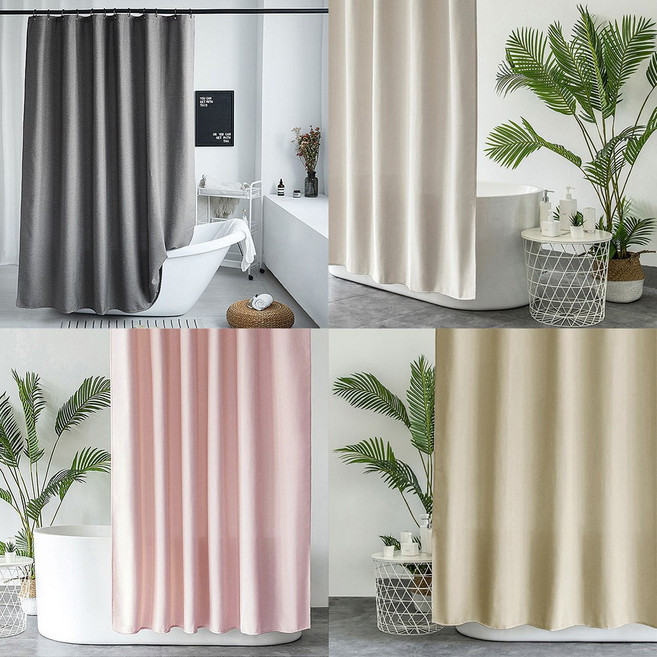 패브릭 욕실 샤워커튼 방수 화장실 커텐 다용도 멜란지, 핑크, 1개