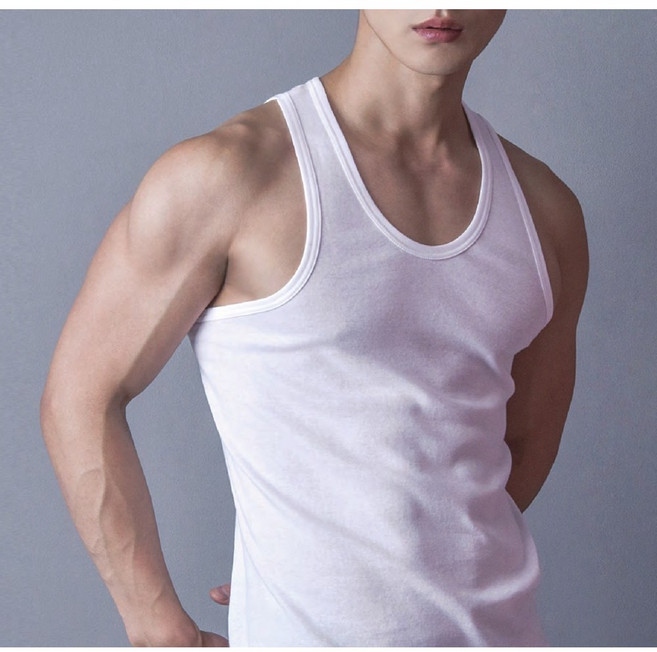 트라이 남 런닝 반팔런닝 백색 면 나시 민소매 아빠 할아버지 유넥 티셔츠 90부터 115