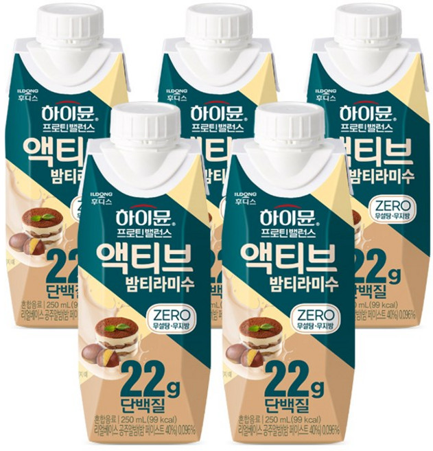 하이뮨 프로틴 밸런스 액티브 22g 밤티라미수 ZERO, 5개, 250ml