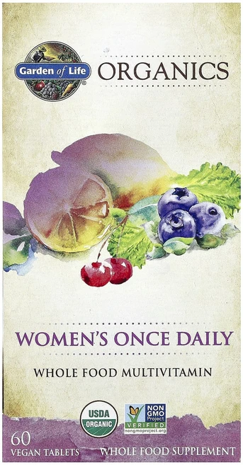 Garden of Life Organics 우먼스 원스 데일리 비건 정제 60정, 1개 - 쿠팡