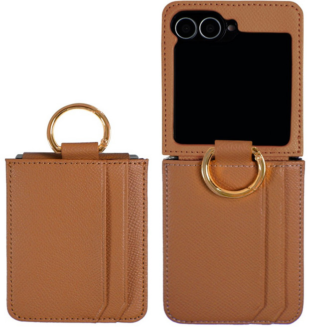 리네시 갤럭시 호환 Z플립 지플립 6 카드수납 링홀더 힌지보호 천연 소가죽 휴대폰 케이스