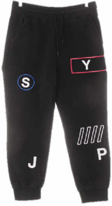 2848 sjyp 블랙 프린팅 면 빅자수레터링조거팬츠 [XL]