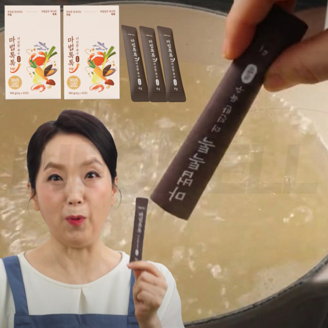 [인포벨 홈쇼핑]천연 재료 장미화 마법톡톡 요리 만능 육수팩 해물 멸치 육수맛 개별포장 더진한 육수 스틱, 4g, 83개