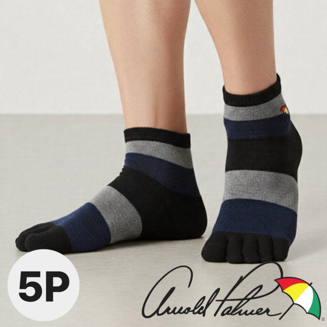 아놀드파마 남성용 캐주얼 발가락양말 스트라이프 단목 5족
