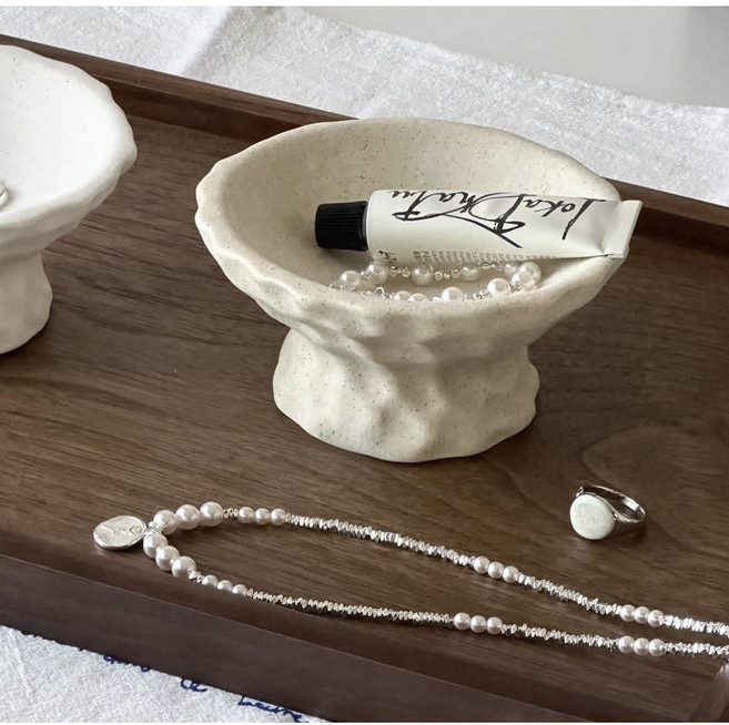 닷닷 모던 인테리어 세라믹 오브제 트레이, 샌드베이지