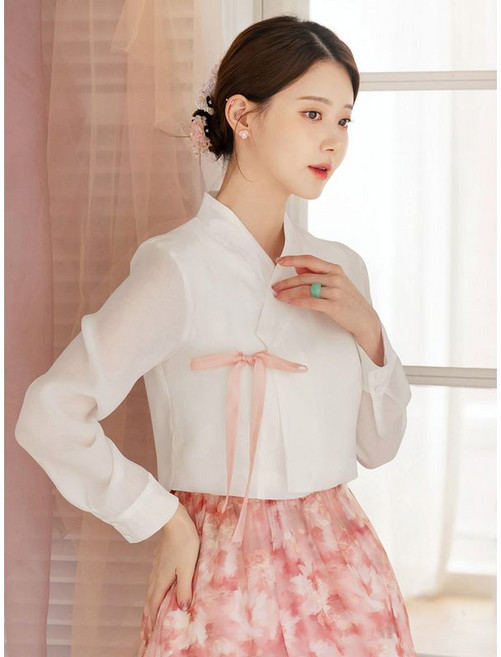 시크라인 XXL까지 백유화 생활한복 저고리 블라우스 가을 자체제작 한복 명절 모임룩 스페셜룩 빅사이즈