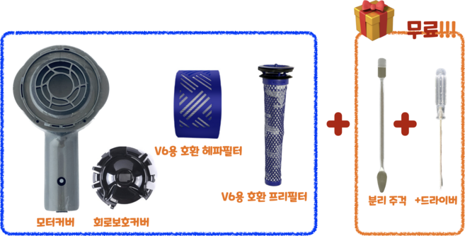 [호환] 다이슨 무선청소기 V6 헤파필터 업그레이드 KIT, 1세트