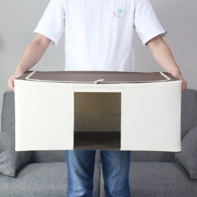 이불 정리함 와이어 대형 수납 침대 패딩 옷 보관 침실 105L, 1개, 베이지