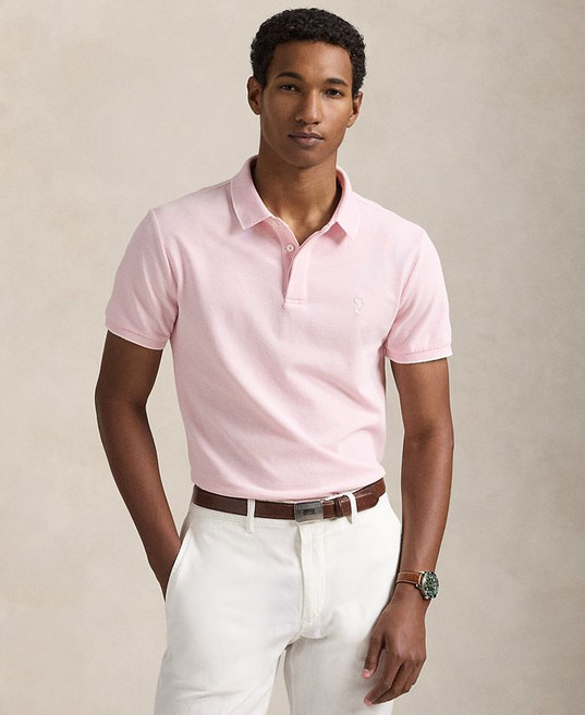 Polo Ralph Lauren 남성용 클래식핏 스트레치 옥스포드 메쉬 폴로 셔츠 - Office Blue/White 248666