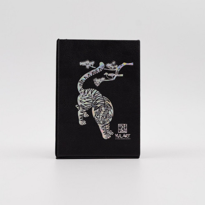 민화샵 가죽 자개 민화 연필 꽂이, 1개, 블랙 D260007A