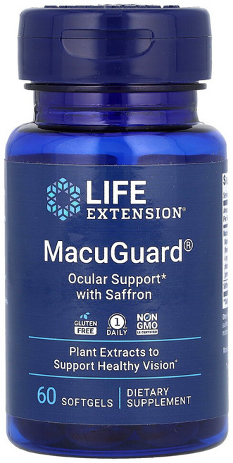 미국 라이프익스텐션 마쿠가드 오큘러 서포트 위드 샤프란 60소프트젤 루테인 지아잔틴, 60정, 1개