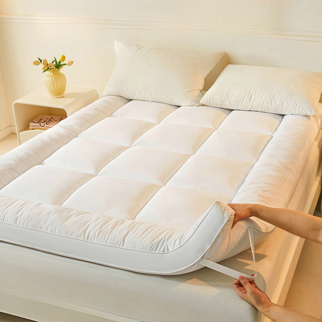 옌타 사계절 침대 토퍼 매트리스 10cm 매트리스 요매트, 흰색