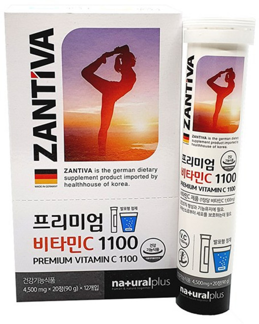 잔티바 프리미엄 비타민C 1100 독일 발포비타민 / 90g 20정, 20정 x 4개