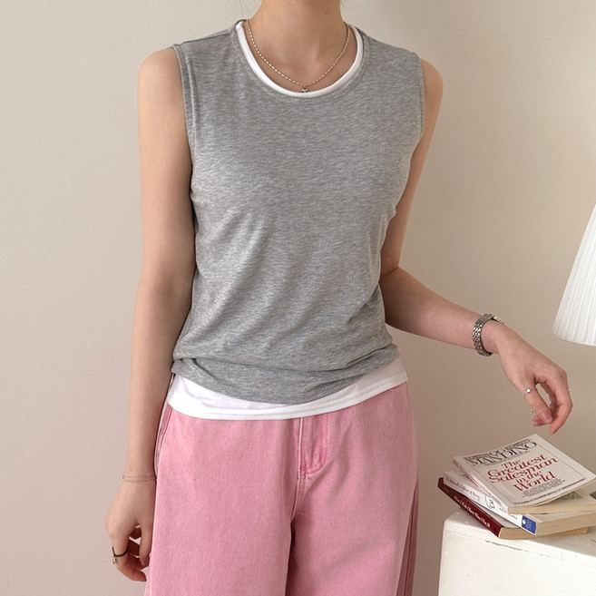 데일리앤 유즈비 국내제작 9컬러 여성 스판 기본 나시 레이어드 이너 민소매 티셔츠