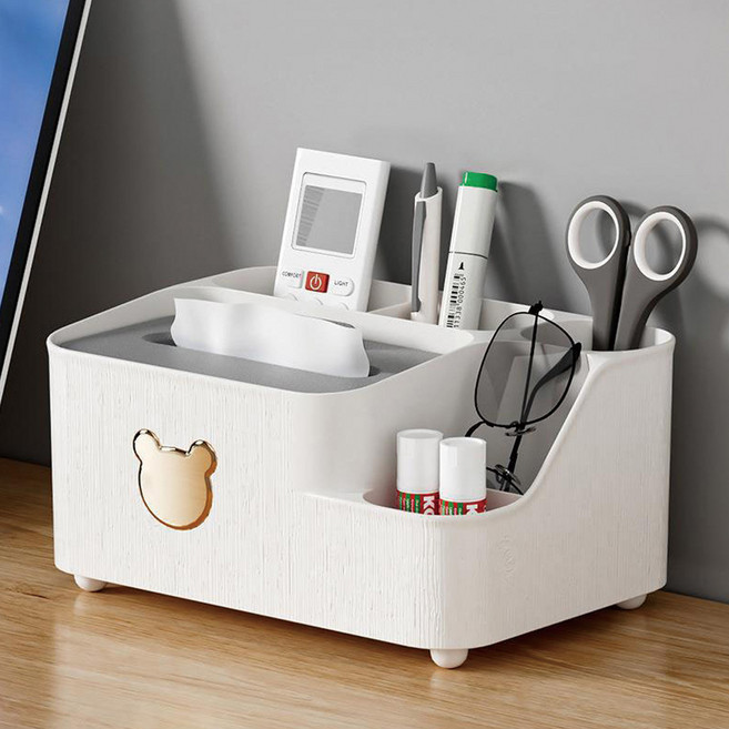 허브코코 곰돌이 티슈케이스 수납 정리함, 2개, 코코그린