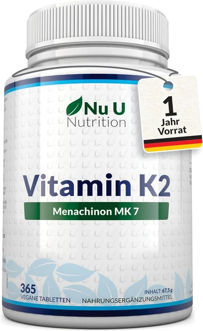 Nu U Nutrition 비타민 K2 MK7 200mcg 365 비건 정제 12개월, 1개, 365정 - 쿠팡
