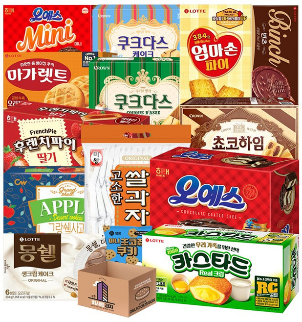 개별포장 대용량 사무실 간식 과자 세트 13종 (+1) 구성, 1세트