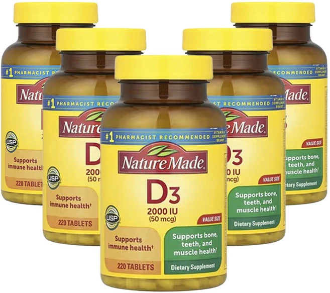 네춰메이드 비타민 D3 50mcg(2000IU), 5개, 220정 - 쿠팡