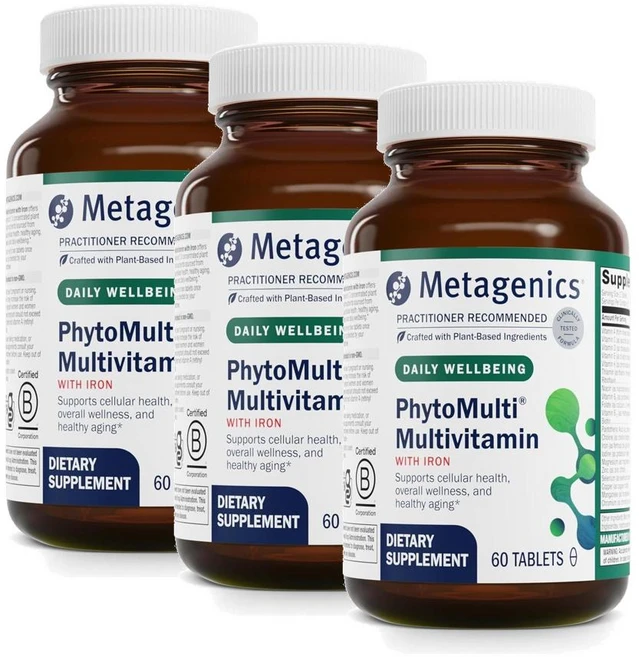 메타제닉스 파이토멀티 철분 데일리 멀티비타민 Metagenics PhytoMulti with Iron, 3개, 60정 - 쿠팡